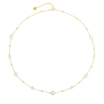 ARCTIC FOX & CO. WOMEN'S GOLD BEAD PEARL CHAIN NECKLACE - JOY