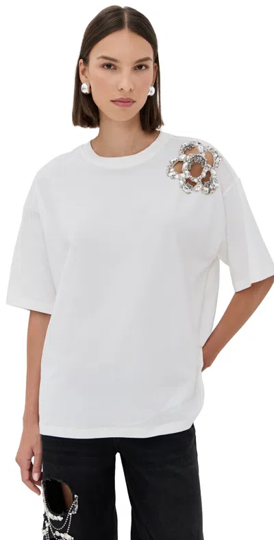 AREA CRYSTAL CLUSTER FLOWER T-SHIRT WHITE