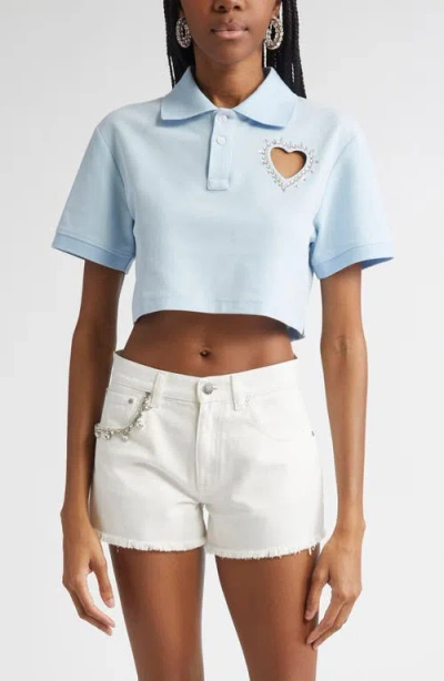 AREA AREA CRYSTAL HEART CUTOUT CROP POLO