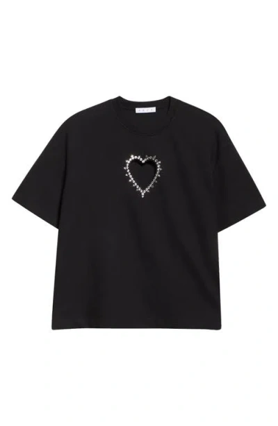 AREA AREA CRYSTAL TRIM HEART CUTOUT RELAXED FIT T-SHIRT