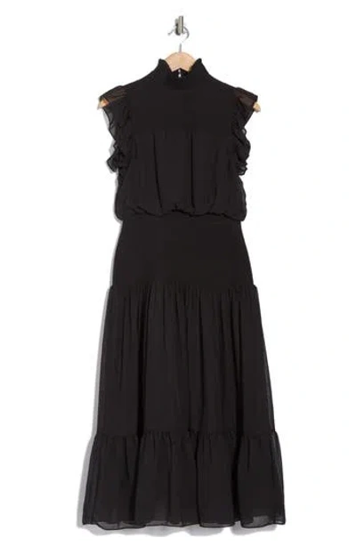 AREA STARS AREA STARS FLUTTER SLEEVE SMOCKED DROP WAIST MIDI DRESS