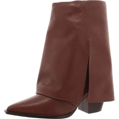 AREZZO BIANCA WOMENS LEATHER PULL-ON MID-CALF BOOTS