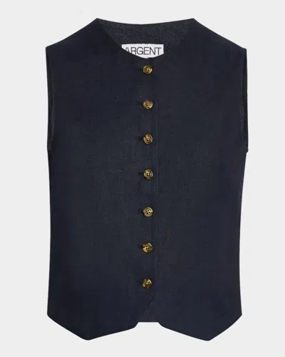 ARGENT BASKETWEAVE LINEN WAISTCOAT