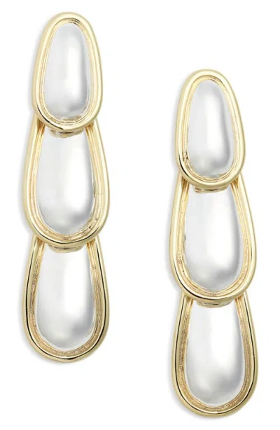 ARGENTO VIVO ARGENTO VIVO CONVEX TWO-TONE LINEAR DROP EARRINGS