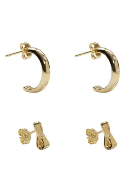 ARGENTO VIVO ARGENTO VIVO CUBIC ZIRCONIA STUD & HOOP EARRINGS SET