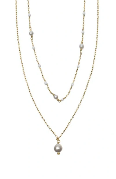 ARGENTO VIVO ARGENTO VIVO STERLING SILVER FAUX PEARL & BEAD CHAIN NECKLACE