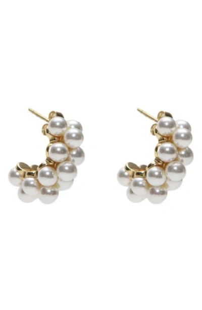 ARGENTO VIVO ARGENTO VIVO STERLING SILVER FAUX PEARL HOOP EARRINGS