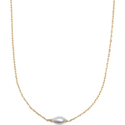 ARGENTO VIVO ARGENTO VIVO STERLING SILVER FAUX RICE PEARL PENDANT 18K GOLD PLATE STERLING SILVER NECKLACE