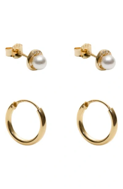 ARGENTO VIVO ARGENTO VIVO STERLING SILVER SET OF 2 FAUX PEARL STUD & HOOP EARRINGS