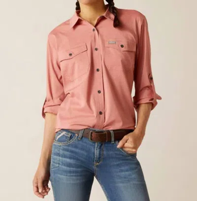 ARIAT VENTTEK MADE TOUGH DURASTRETCH SHIRT IN HEATHER_RED