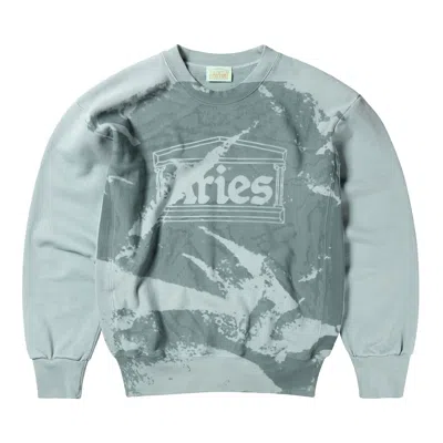 ARIES ARIES SUNBLEACHED CROSS GRAIN TEMPLE SWEATSHIRT 'GREY/BLUE'