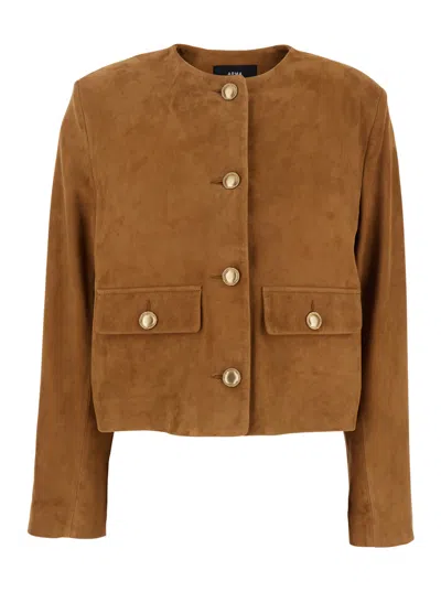 ARMA GAYA BROWN JACKET IN SUEDE WOMAN