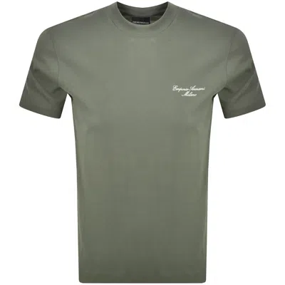 ARMANI COLLEZIONI EMPORIO ARMANI EMBROIDERED LOGO T SHIRT GREEN