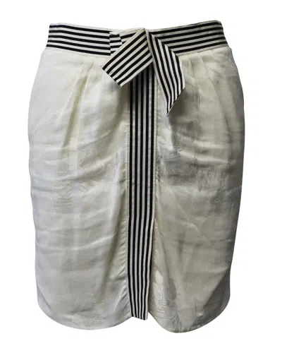 ARMANI COLLEZIONI EMPORIO ARMANI FLORAL MOTIF SKIRT IN WHITE LINEN