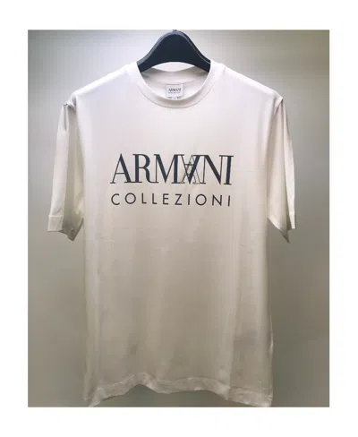 ARMANI COLLEZIONI LOGO PRINTED ROUND-COLLAR SHORT-SLEEVED T-SHIRT