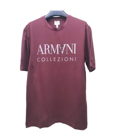 ARMANI COLLEZIONI LOGO PRINTED ROUND-COLLAR SHORT-SLEEVED T-SHIRT