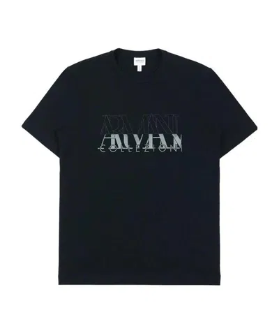 ARMANI COLLEZIONI OPEN-NECKED BLACK SHIRT