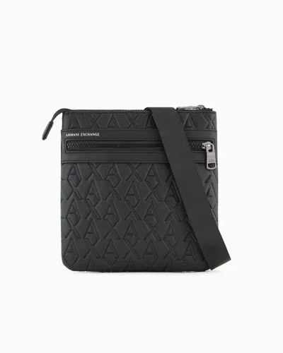 ARMANI EXCHANGE FLAT SHOULDER BAG WITH ALLOVER LOGO