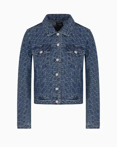 ARMANI EXCHANGE ASV ALLOVER LOGO DENIM JACKET