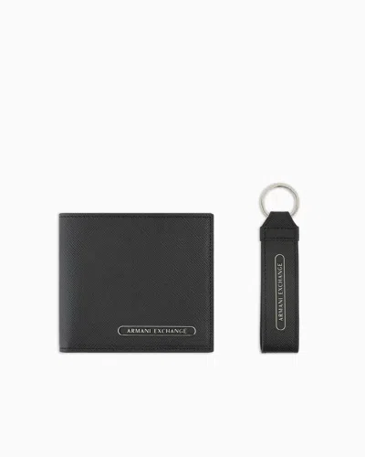 ARMANI EXCHANGE WALLET AND KEYCHAIN SET