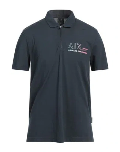 ARMANI EXCHANGE ARMANI EXCHANGE MAN POLO SHIRT MIDNIGHT BLUE SIZE L COTTON