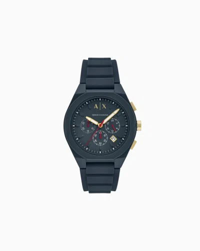 ARMANI EXCHANGE CHRONOGRAPH BLUE SILICONE WATCH