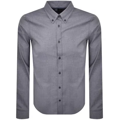 ARMANI EXCHANGE ARMANI EXCHANGE REGULAR FIT PATTERNED SHIRT BLUE