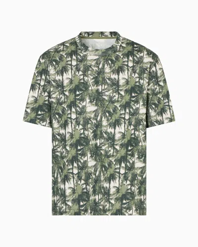 ARMANI EXCHANGE REGULAR FIT PALM TREE PATTERNED T-SHIRT