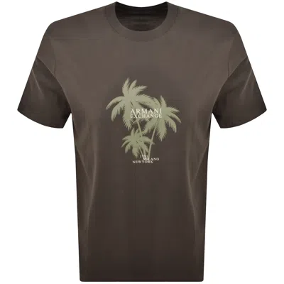 ARMANI EXCHANGE ARMANI EXCHANGE TROPICAL LOGO T SHIRT GREEN