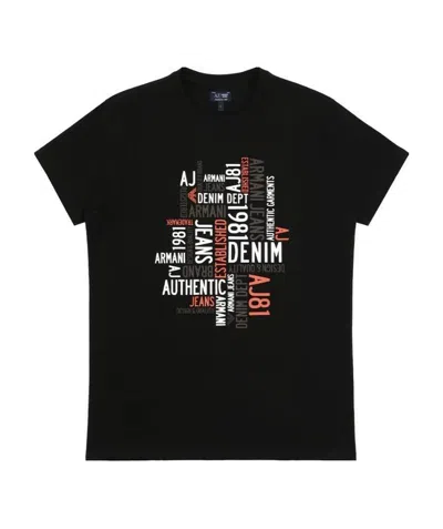 ARMANI JEANS CROSS-PRINTED T-SHIRT WITH ROUND NECK AND SHORT SLEEVES