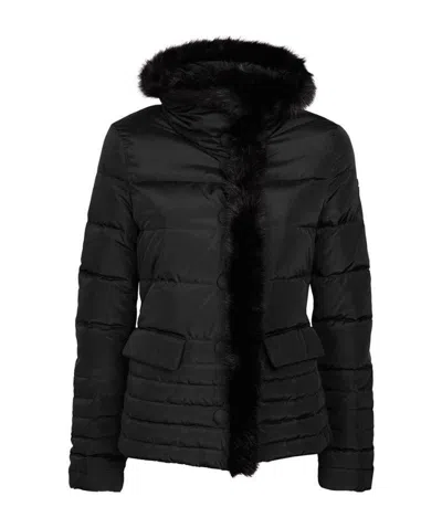 ARMANI JEANS DOWN JACKET WITH HAIRY COLLAR LOGO