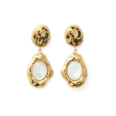 ARMS OF EVE WOMEN'S GOLD / WHITE FLORENTINE MOTHER OF PEARL EARRINGS