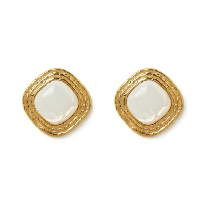 ARMS OF EVE WOMEN'S GOLD / WHITE OPHELIA MOTHER OF PEARL EARRINGS
