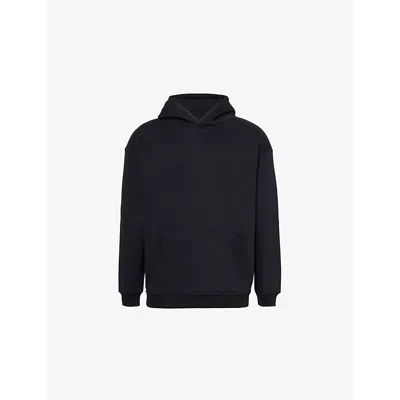 ARNE MENS BLACK DROPPED-SHOULDER RELAXED-FIT HOODY XL