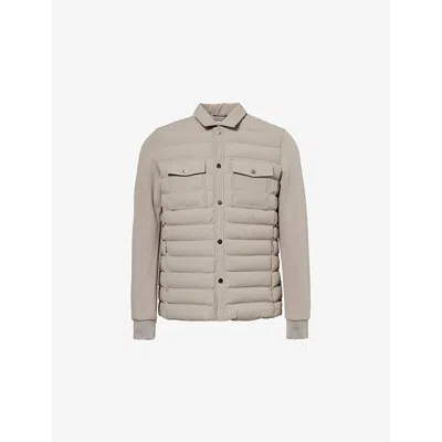 ARNE MENS TAUPE HYBRID PADDED RELAXED-FIT STRETCH-WOVEN SHIRT