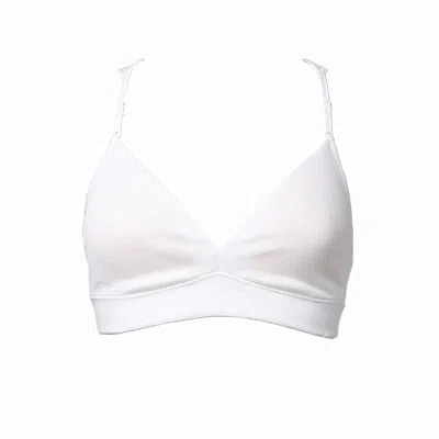 AROMATIQUE WOMEN'S WIRELESS COTTON BRALETTE WITH LEAVERS LACE, WHITE