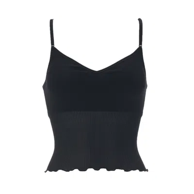 AROMATIQUE WOMEN'S RIBBED SILK CROPPED CAMISOLE - BLACK