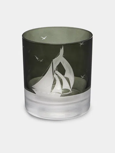 ARTEL GOLDEN AGE OF YACHTING HAND-ENGRAVED CRYSTAL DOUBLE OLD FASHIONED GLASS