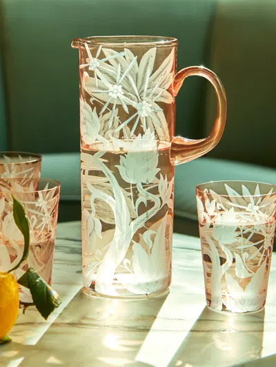 ARTEL JUNGLE DECO HAND-ENGRAVED CRYSTAL PITCHER