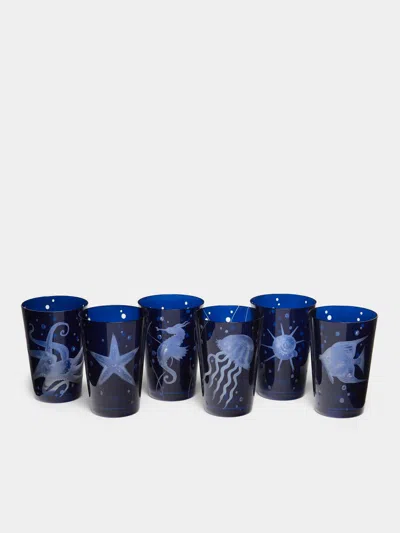 ARTEL SEA LIFE HAND-ENGRAVED CRYSTAL TUMBLERS (SET OF 6)