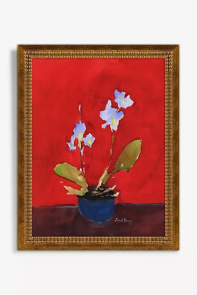 ARTFULLY WALLS ORCHID ON RED BACKGROUND WALL ART