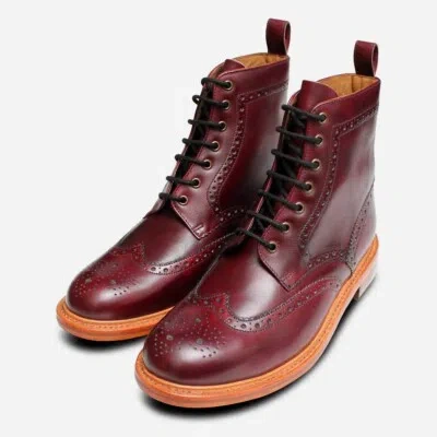 ARTHUR KNIGHT SHOES BURGUND GOODYEAR RAHMENGENÄHT WINGTIP BROGUE COUNTRY STIEFEL