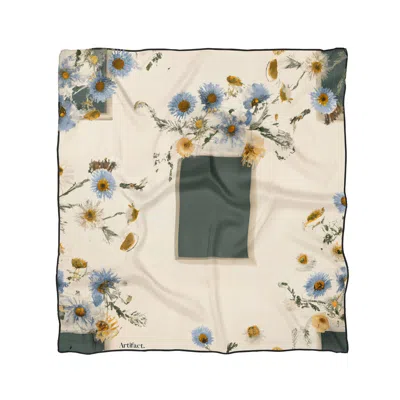 ARTIFACT. WOMEN'S BLUE / NEUTRALS FLORENCE SQUARE SILK SCARF