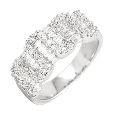 ARTISAN WOMEN'S WHITE GOLD DESIGNER BAND RING WITH BAGUETTE DIAMOND