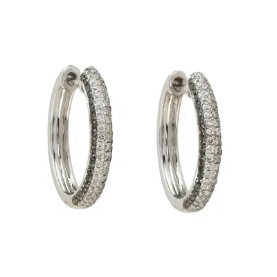 ARTISAN WOMEN'S BLACK / WHITE TWO-TONE BLACK & WHITE DIAMOND HOOP EARRINGS IN 18K GOLD