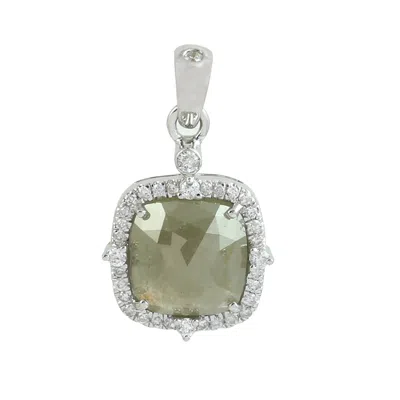 ARTISAN WOMEN'S BROWN / WHITE DESIGNER NATURAL ICE DIAMOND PENDANT IN WHITE GOLD