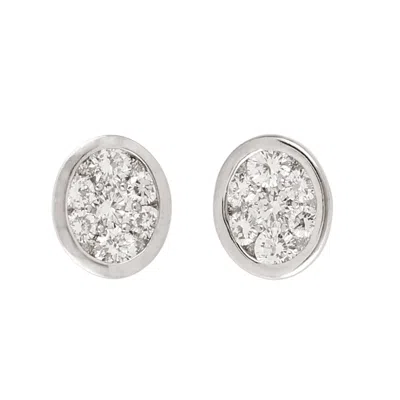 ARTISAN WOMEN'S DESIGNER GENUINE DIAMOND STUD EARRINGS IN 18K WHITE GOLD
