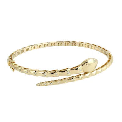 ARTISAN WOMEN'S GOLD / WHITE LUXURY DIAMOND SNAKE BANGLE IN YELLOW GOLD