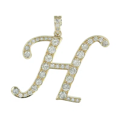 ARTISAN WOMEN'S GOLD / WHITE DIAMOND INITIAL “H” PENDANT IN 14K YELLOW GOLD