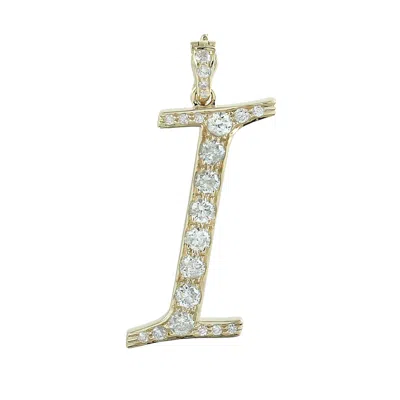 ARTISAN WOMEN'S GOLD / WHITE NATURAL DIAMOND "I" INITIAL PENDANT IN 18K YELLOW GOLD